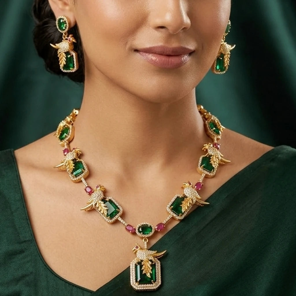 Elegents' Rama Blue Parrot Necklace Set